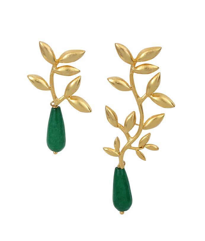 Emerald Leaf Earrings