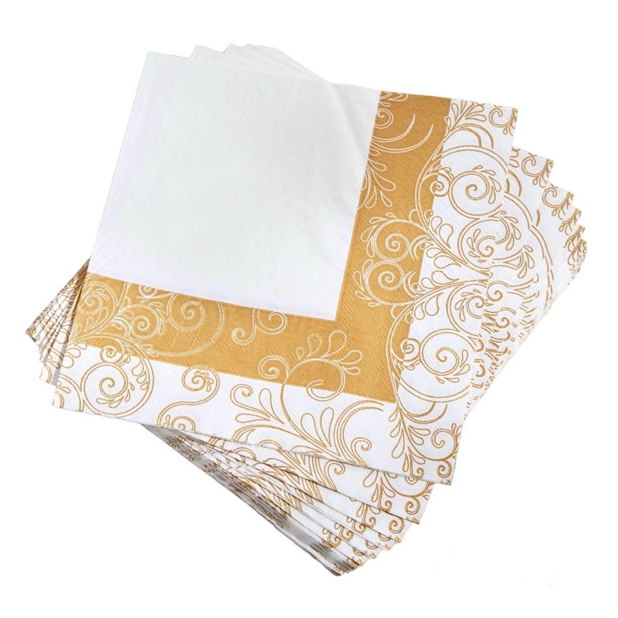 The White & Gold Baroque Pack Of 20 Paper Napkins