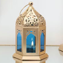 Load image into Gallery viewer, The Rajia Blue Glass Lantern
