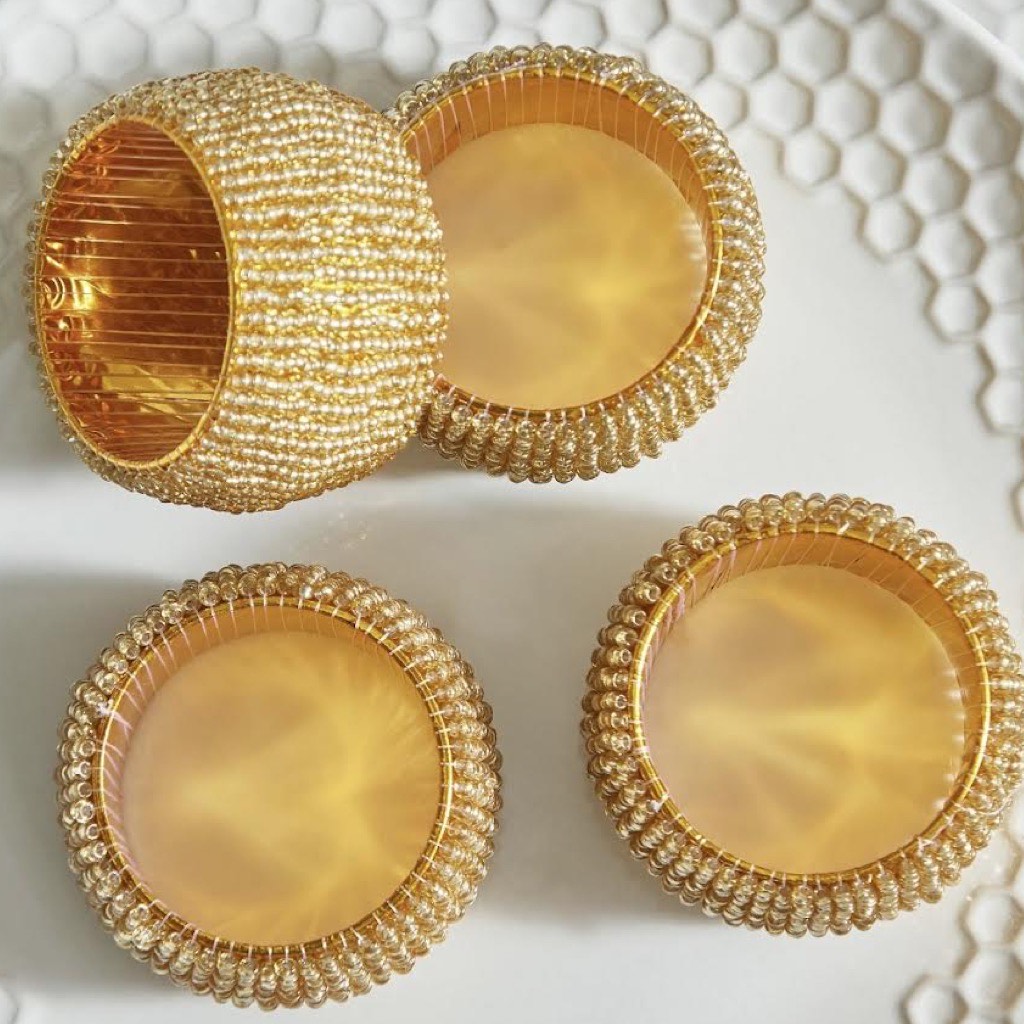 The Blond Beaded Set of Four Napkin Rings