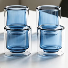 Load image into Gallery viewer, Set of Four Blue Double Wall Espresso Cups
