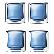 Load image into Gallery viewer, Set of Four Blue Double Wall Espresso Cups

