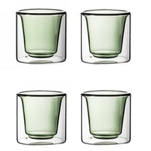 Load image into Gallery viewer, Set of Four Green Double Wall Espresso Cups
