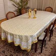 Load image into Gallery viewer, بالهناء و الشفاء  Lanterns Rectangular Table Cloth In Beige &amp; Gold
