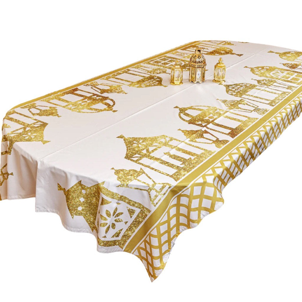 The Shimmering Mega Lanterns Rectangular Table Cloth In Gold