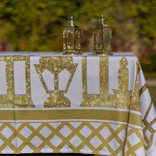 Load image into Gallery viewer, The Shimmering Mega Lanterns Rectangular Table Cloth In Gold
