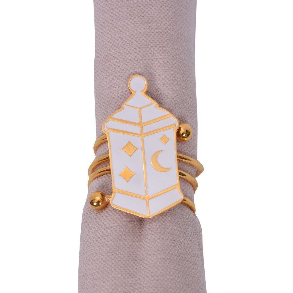 The Enamel Fanous Napkin Ring in White