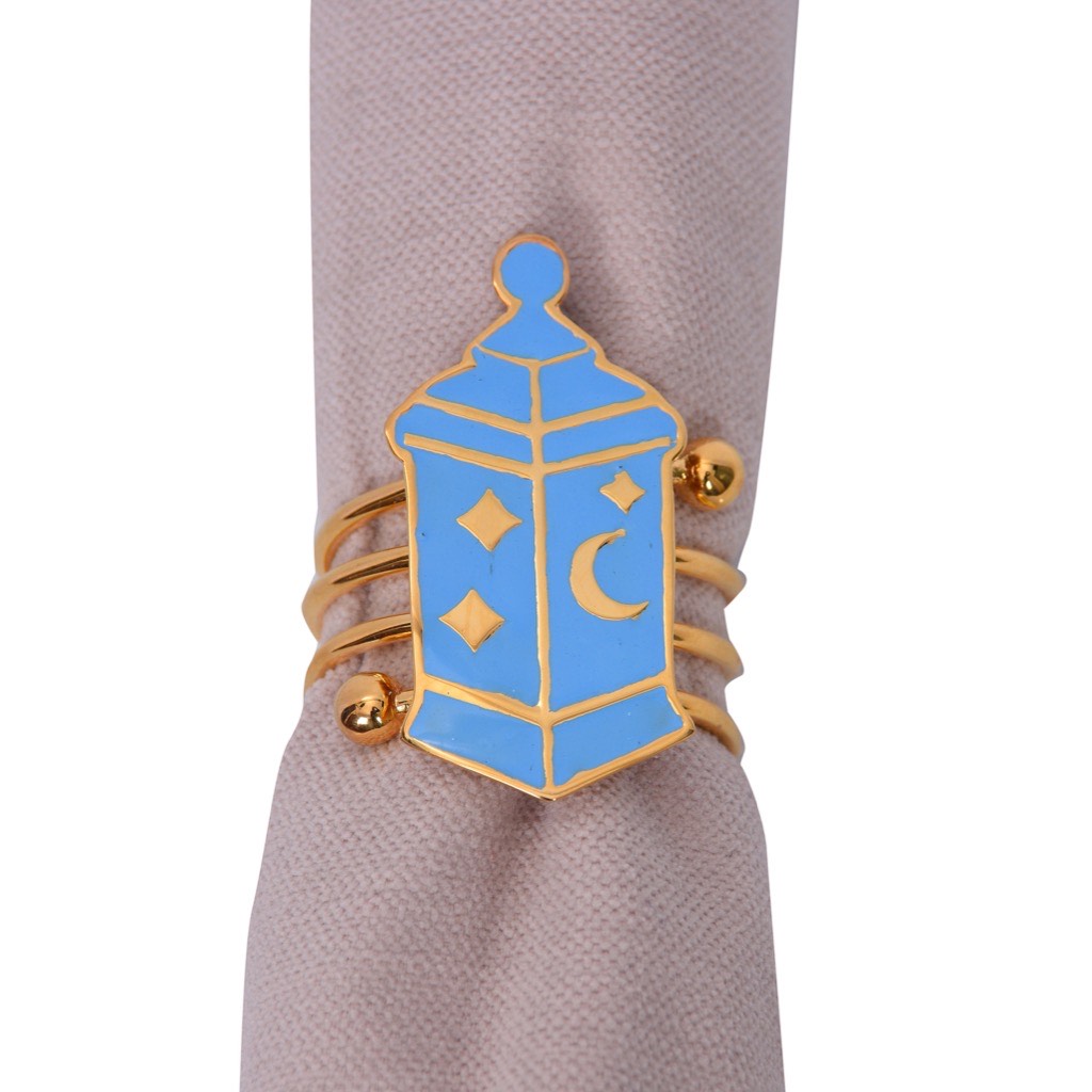 The Enamel Fanous Napkin Ring in Turquoise