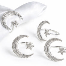 Load image into Gallery viewer, The Silver Noor Crescent Set of Four Napkin Rings
