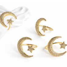 Load image into Gallery viewer, The Gold Noor Crescent Set of Four Napkin Rings
