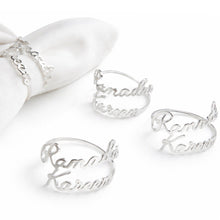 Load image into Gallery viewer, The Silver Ramadan Kareem Set of Four Napkin Rings
