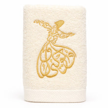 Load image into Gallery viewer, The Gold Calligraphy Whirling Dervish Single Guest Towel
