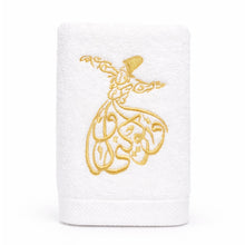 Load image into Gallery viewer, The Gold Calligraphy Whirling Dervish Single Guest Towel
