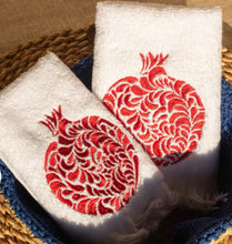 Load image into Gallery viewer, The Pomegranate Set of Two Guest Towels
