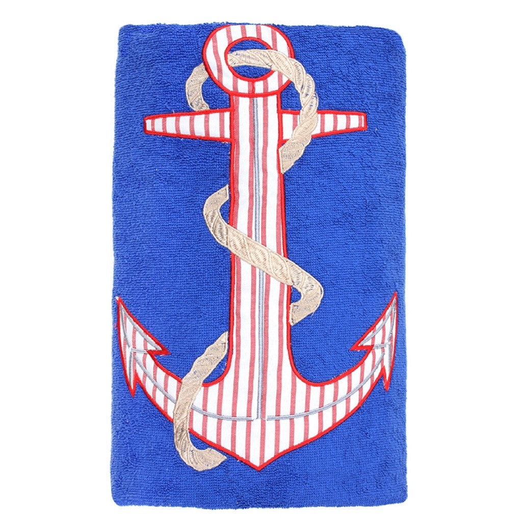 The Anchor Beach Towel In Royal Blue