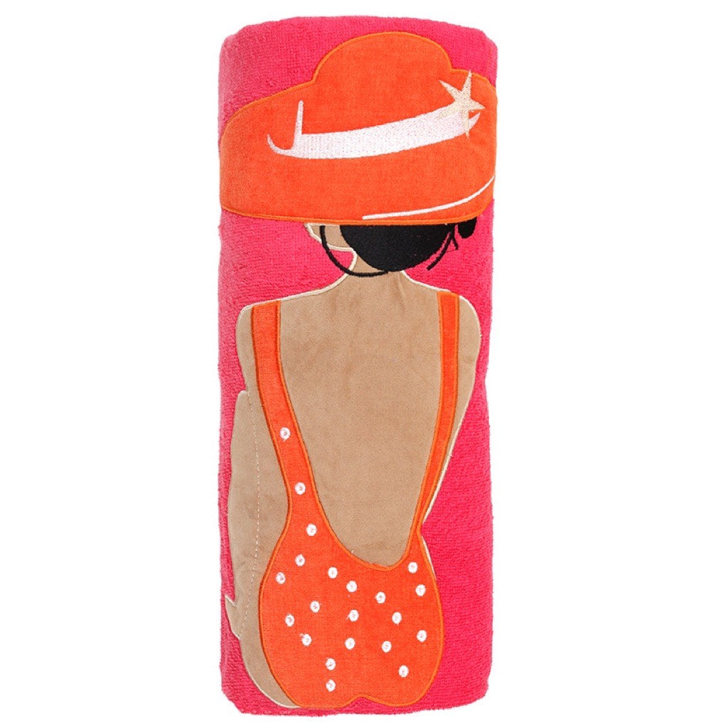 The Swimsuit Beach Towel In Orange & Pink