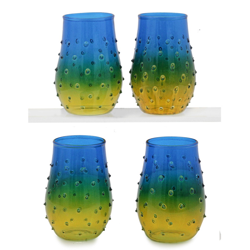 The Egyptian Bubbles Set of Four Glasses in Sunshine