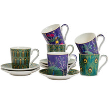 Load image into Gallery viewer, The Majestic Bloom Box of Six Espresso Cups &amp; Saucers
