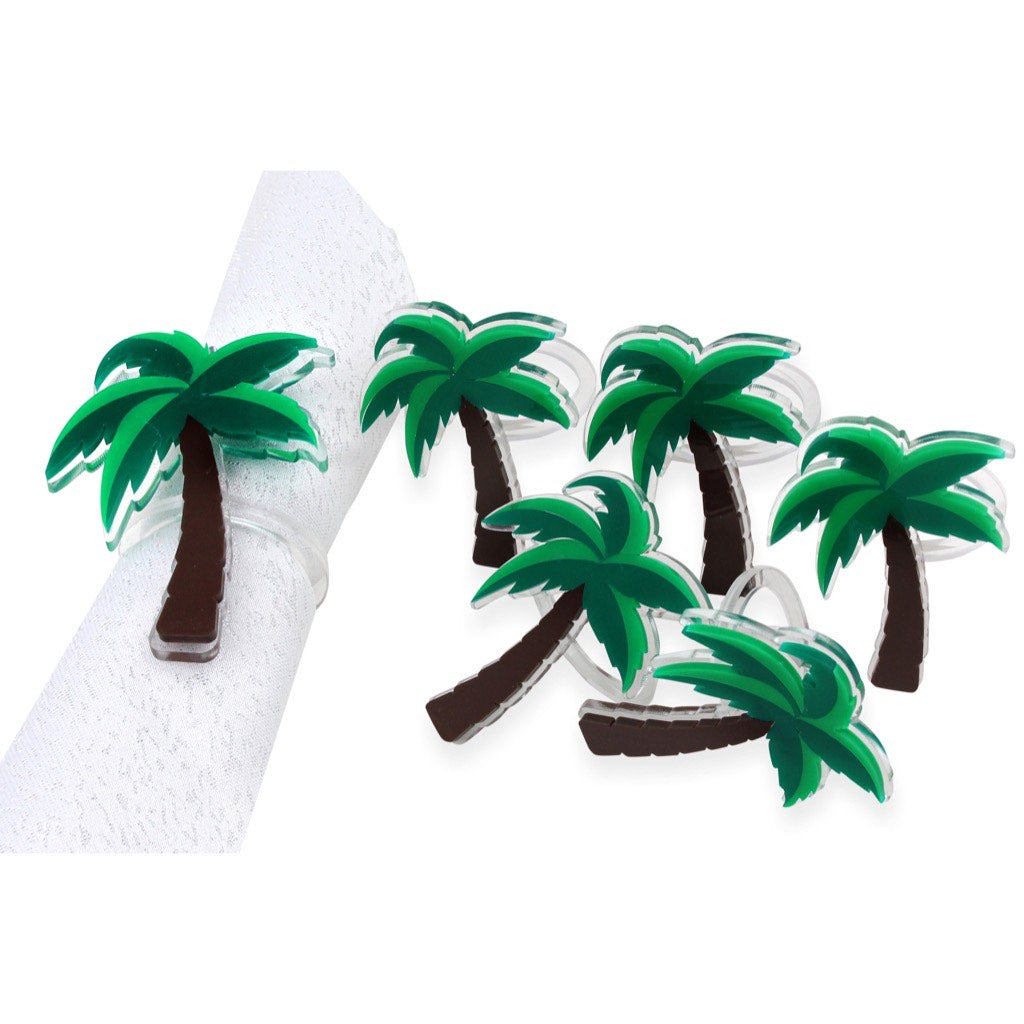 The Palm Plexiglass Napkin Ring Set of Six