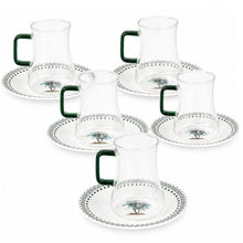 Load image into Gallery viewer, The Royal Palm Set of Six Tea Istikana &amp; Saucer
