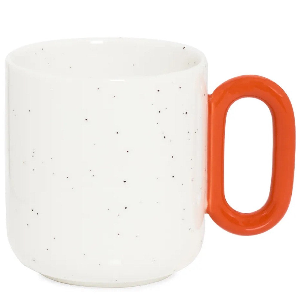 The Tivee Mug in White with Orange Handle