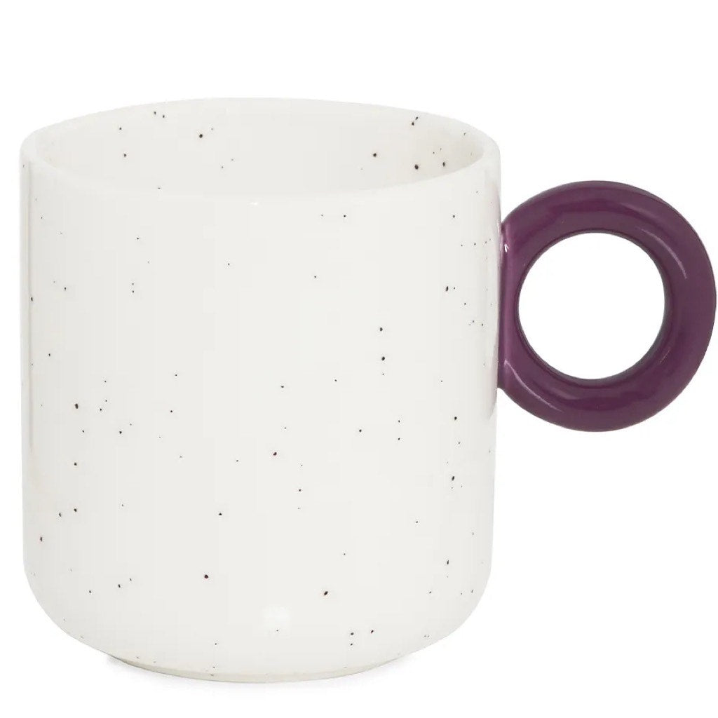 The Tivee Mug in White with Purple Handle