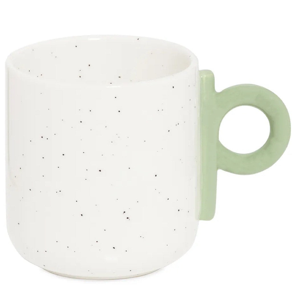The Tivee Mug in White with Green Handle