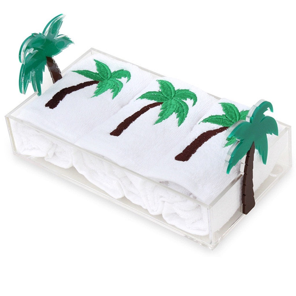 The Palm Tree Guest Towel Tray Set