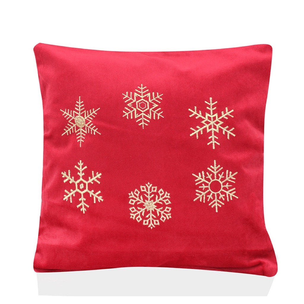 Set Of Two Snowflakes Cushion Covers In Red