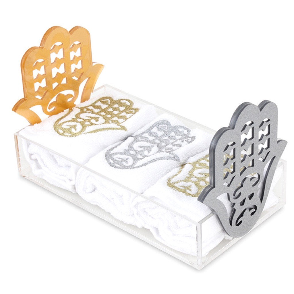 The Gold & Silver Guest Towel Tray Set