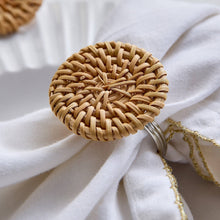 Load image into Gallery viewer, The Saharah Set of Four Rattan Napkin Rings
