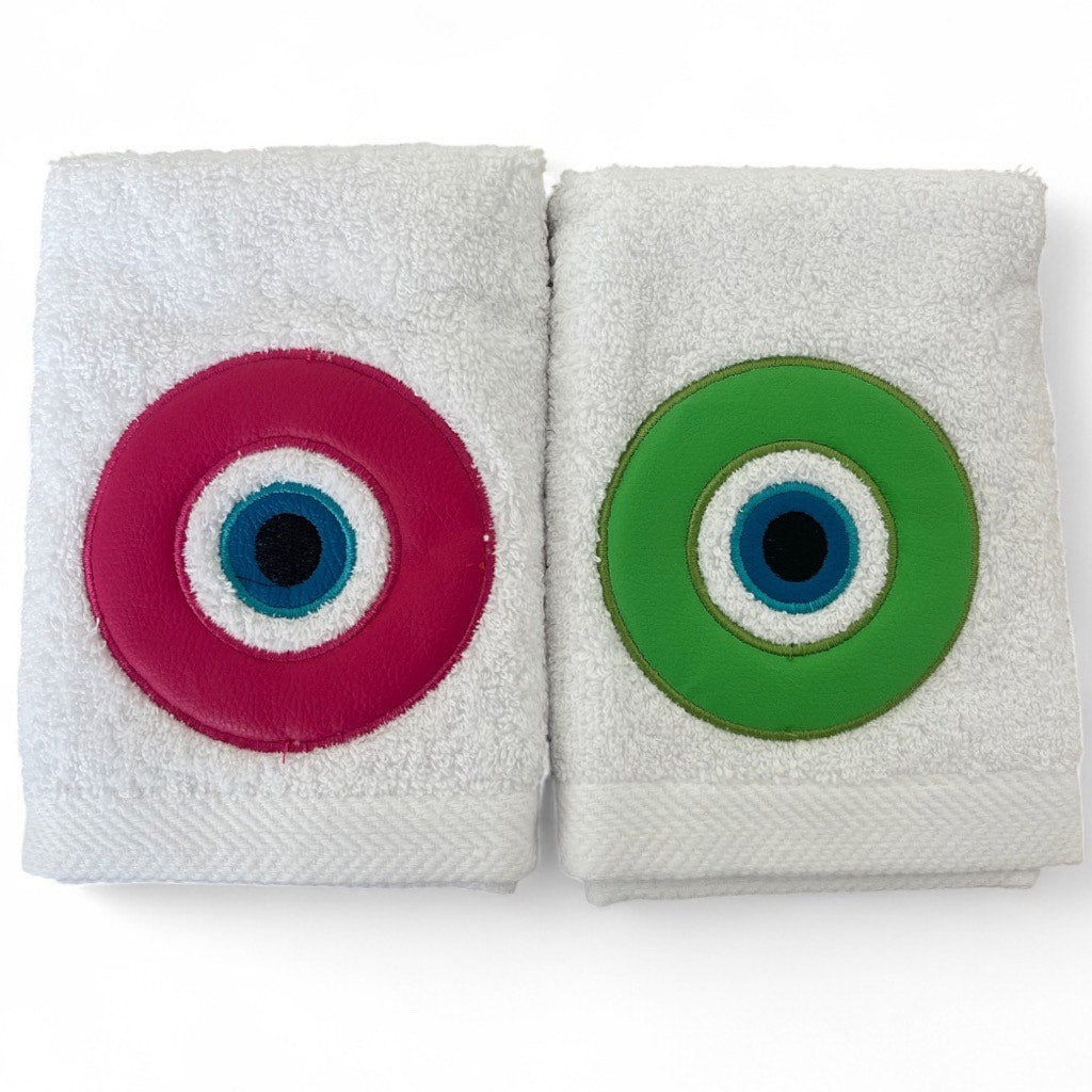 The Eye Duo Guest Towels - Fuchsia & Green