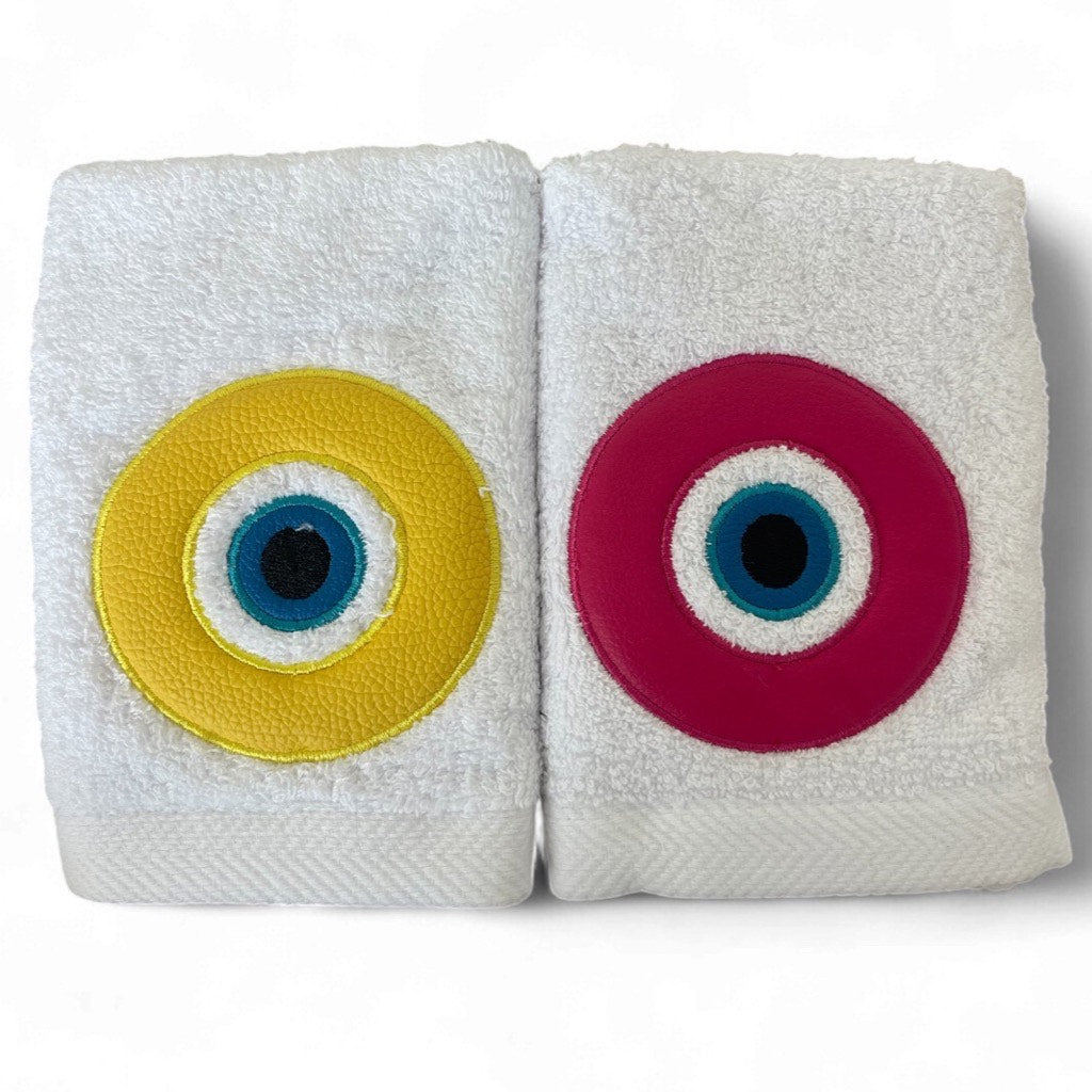 The Eye Duo Guest Towels - Yellow & Deep Fuchsia
