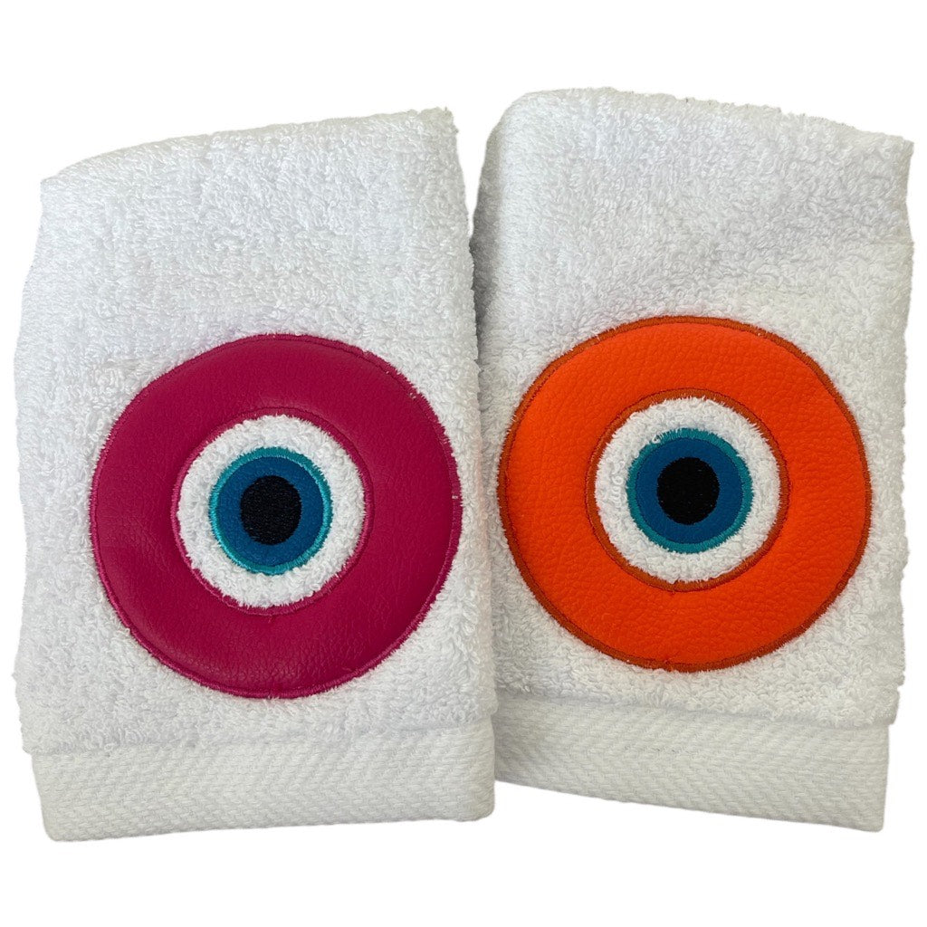 The Eye Duo Guest Towels - Fuchsia & Orange