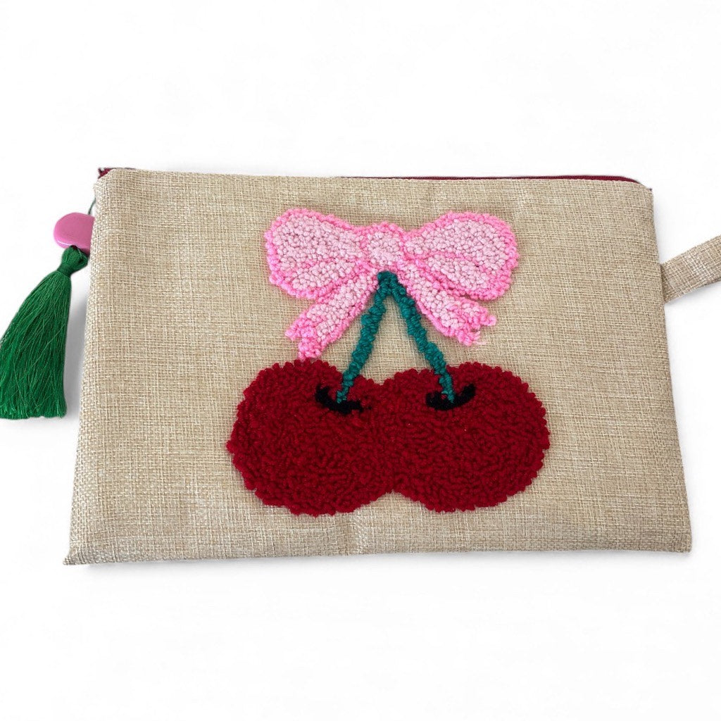 The Jute Cherry Clutch