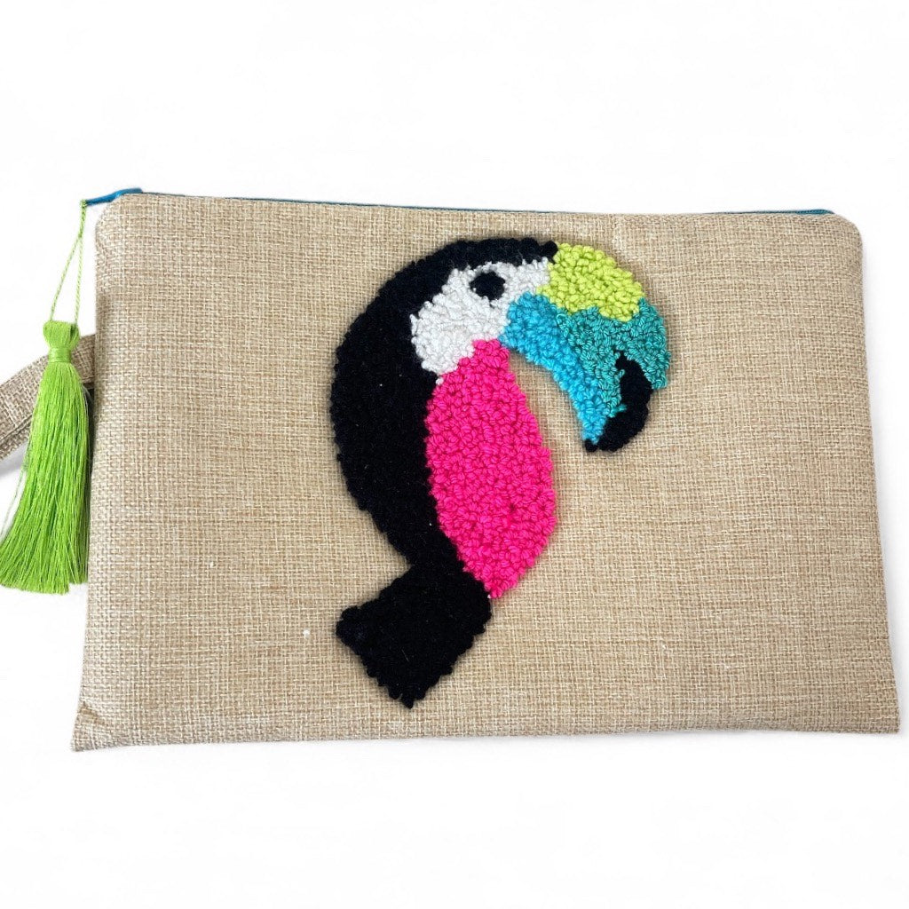 The Jute Toucan Clutch