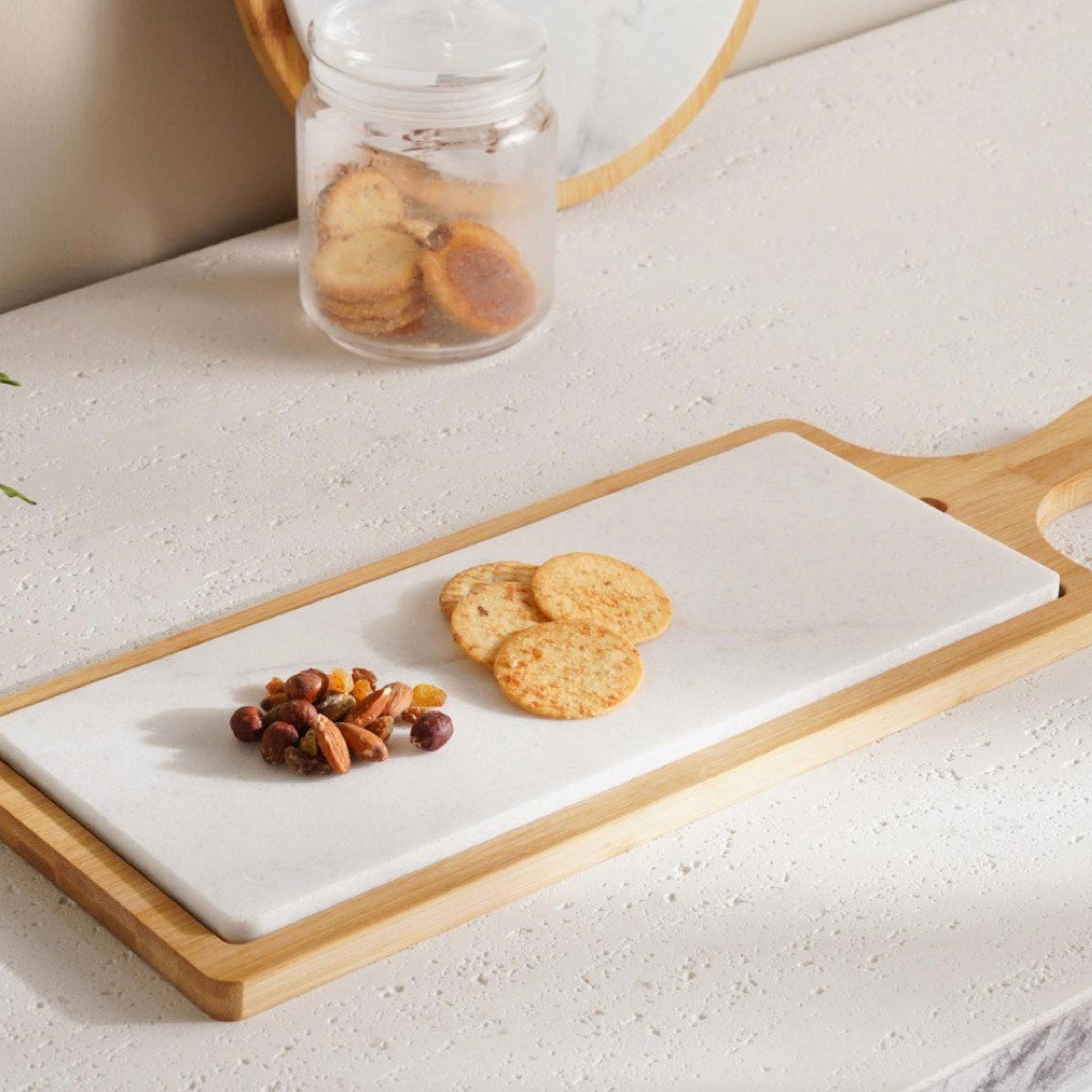 The Natura Rectangular Marble Serving Board
