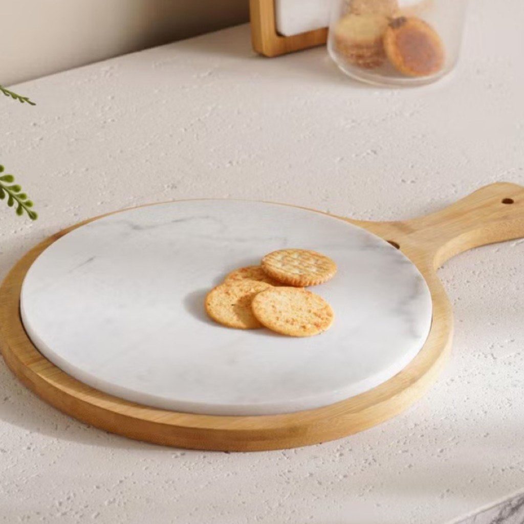 The Natura Round Marble Serving Board