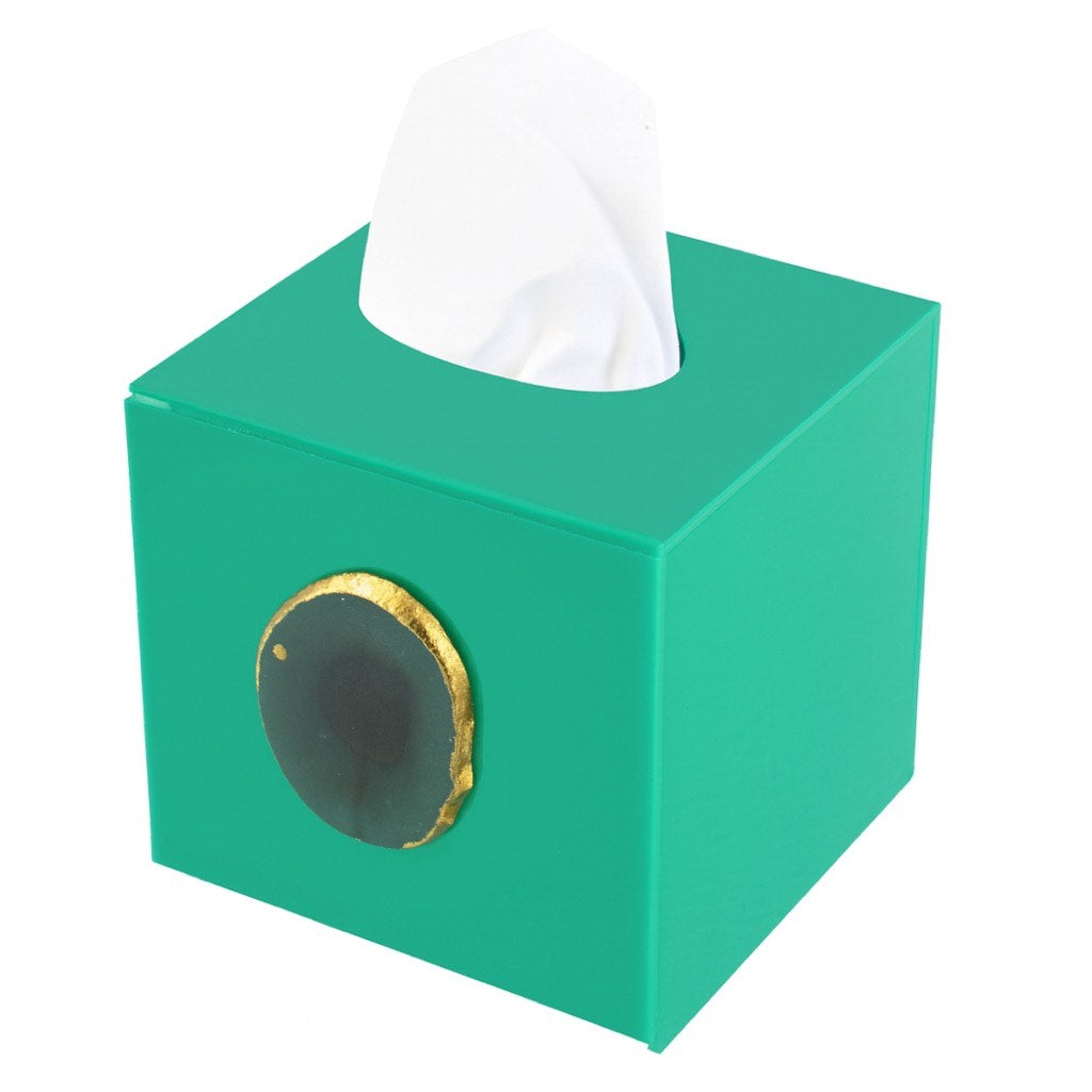 The Legacy Agate Tissue Box in Green