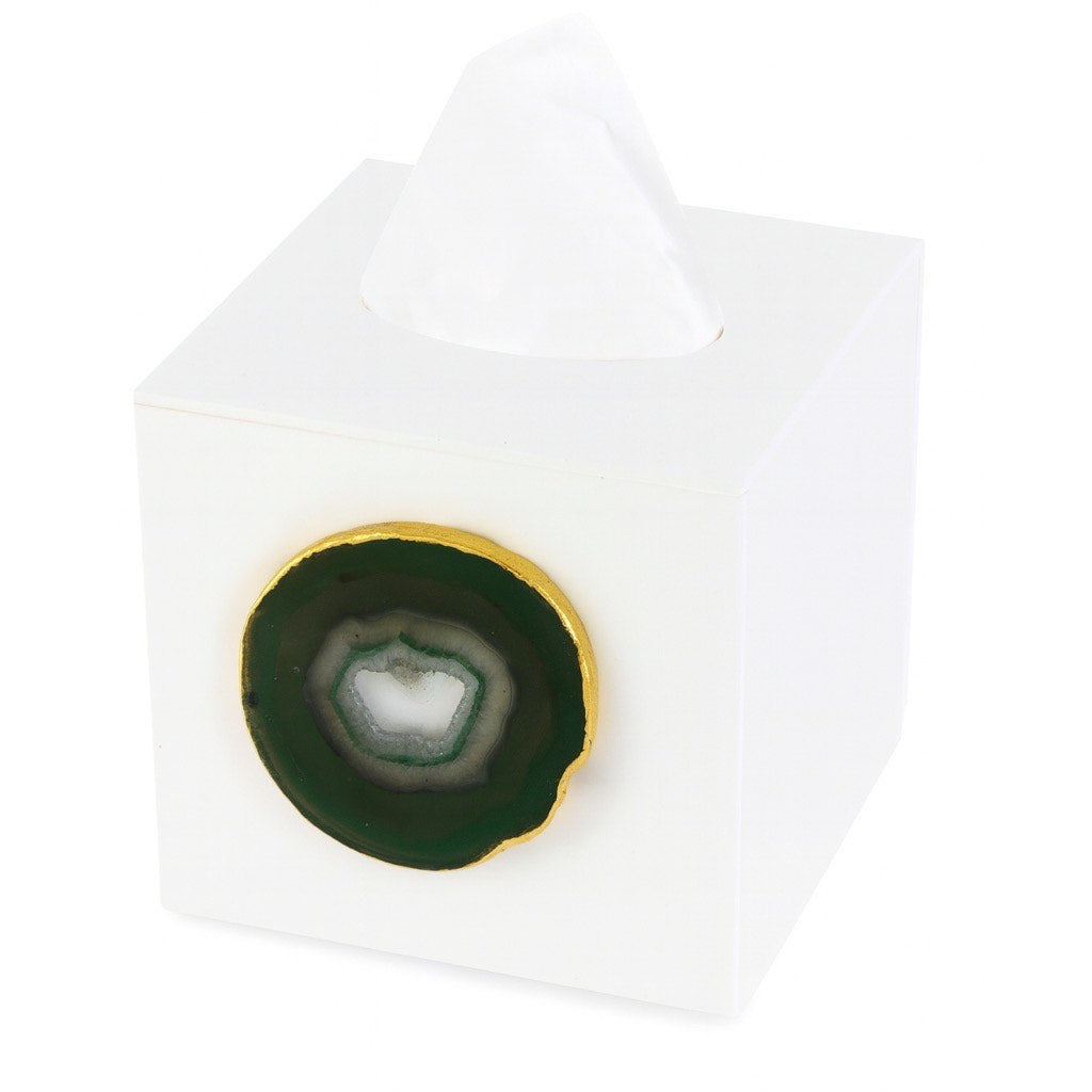 The Legacy Agate Tissue Box in White