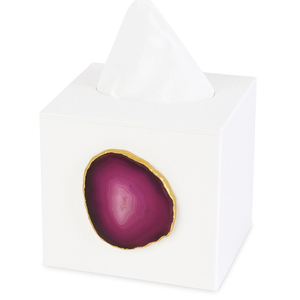 The Legacy Agate Tissue Box in White