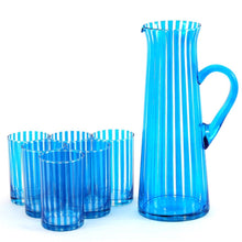 Load image into Gallery viewer, The Chevron Jug &amp; Six Glass Set in Sky
