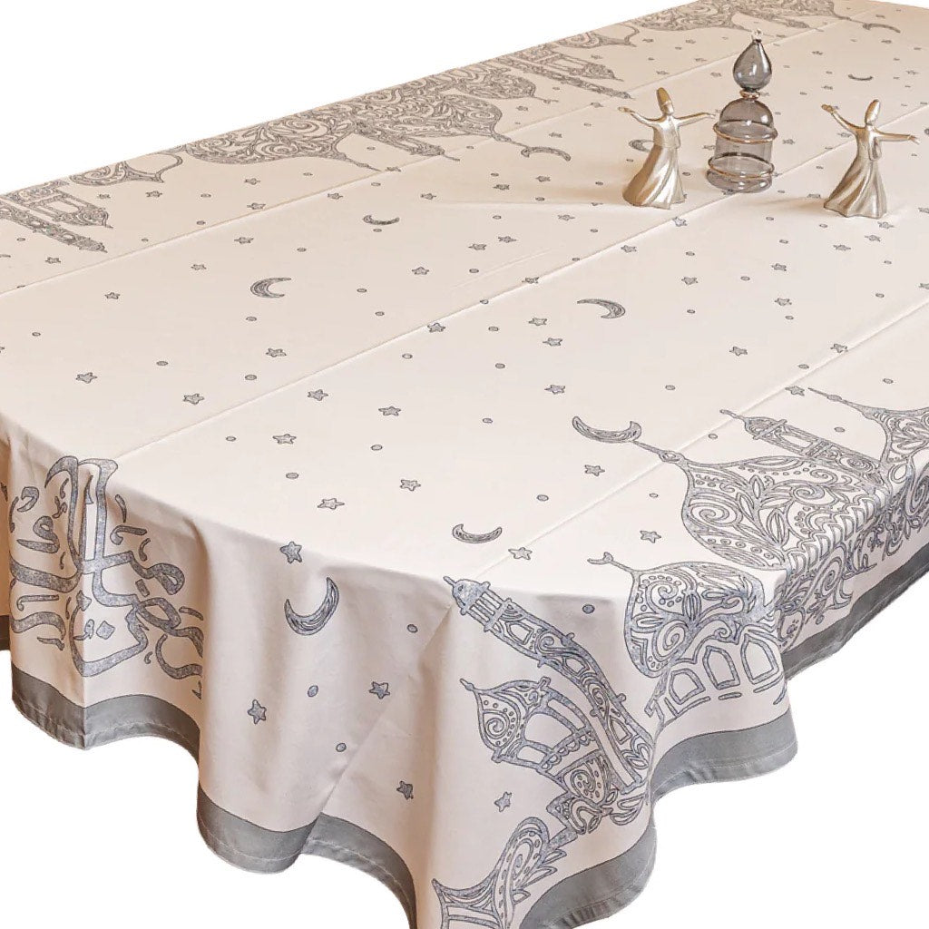 The Lailaty Shimmery Grey Rectangular Table Cloth