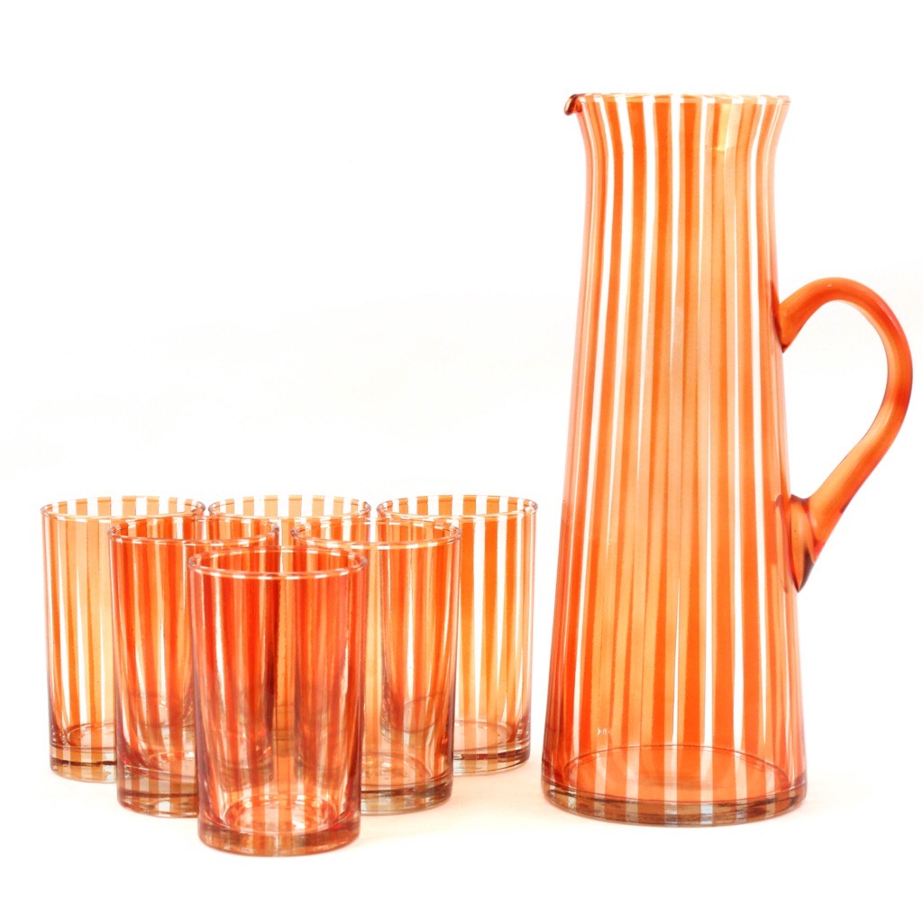 The Chevron Jug & Six Glass Set in Citrus