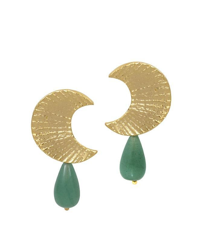 Crescent Green Earrings