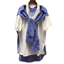 Load image into Gallery viewer, The Striped Shirt Tshirt in White
