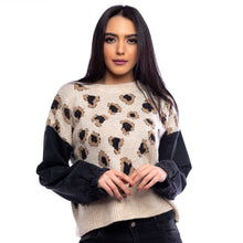 Load image into Gallery viewer, The Keira Cropped Pullover With Denim Sleeves
