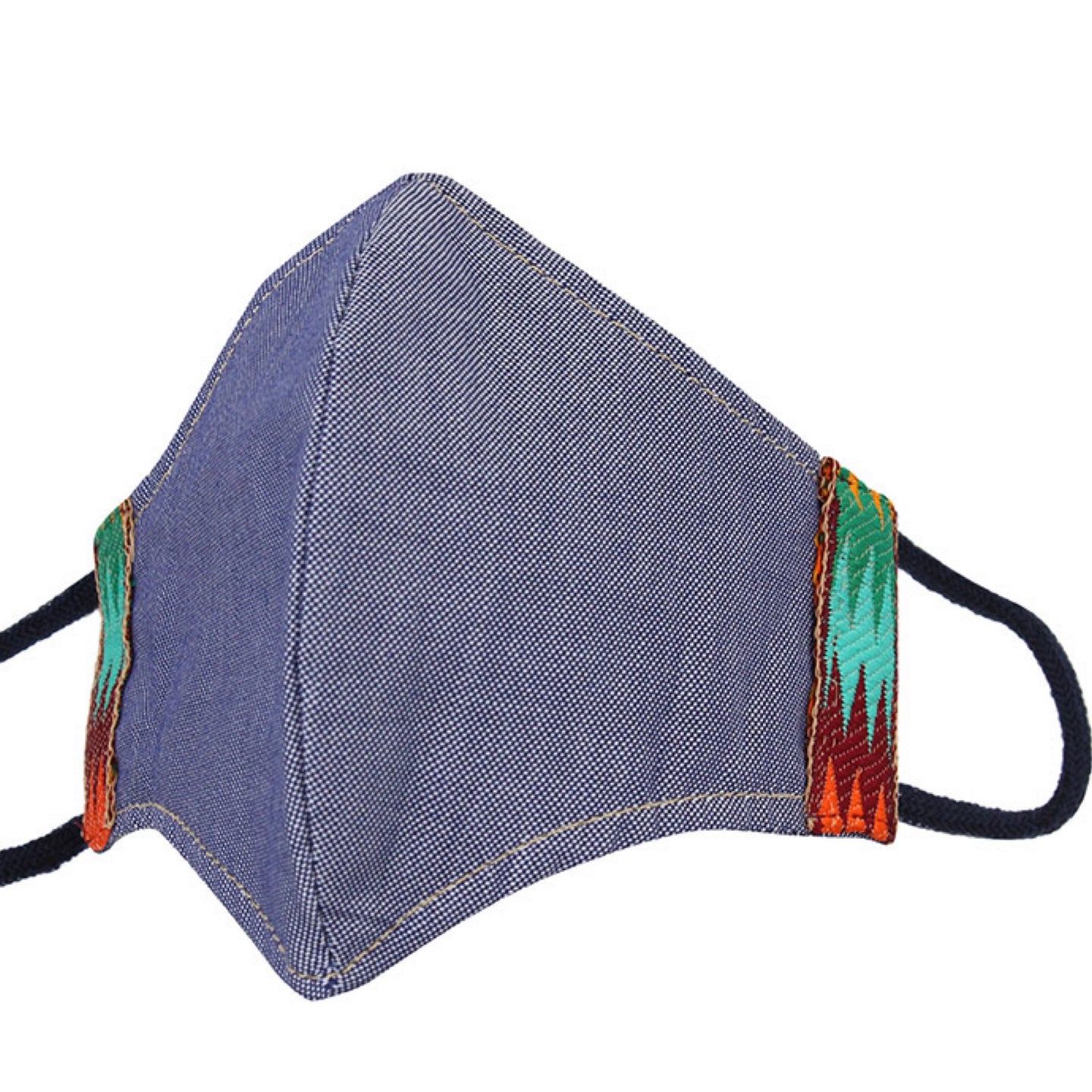 The Embroidered Sides Face Mask In Denim