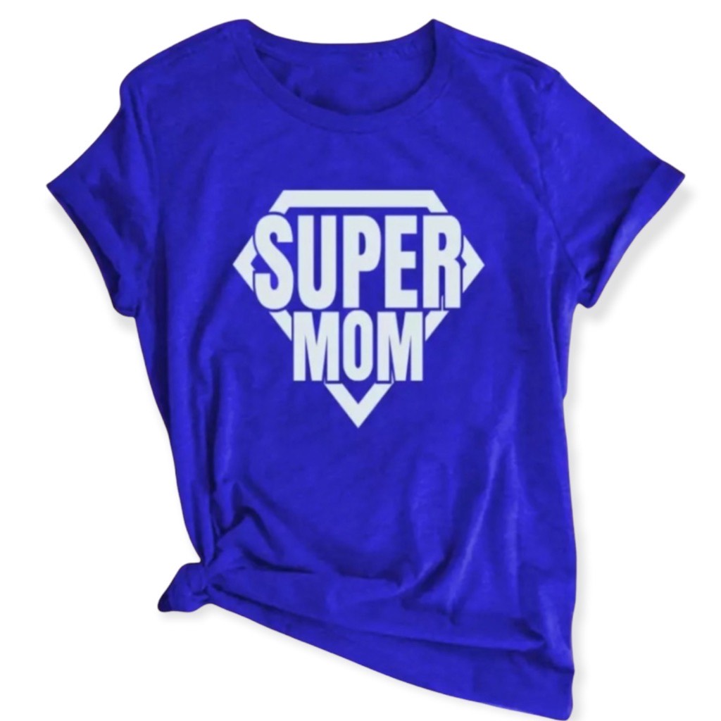 Super Mom T-shirt In Navy