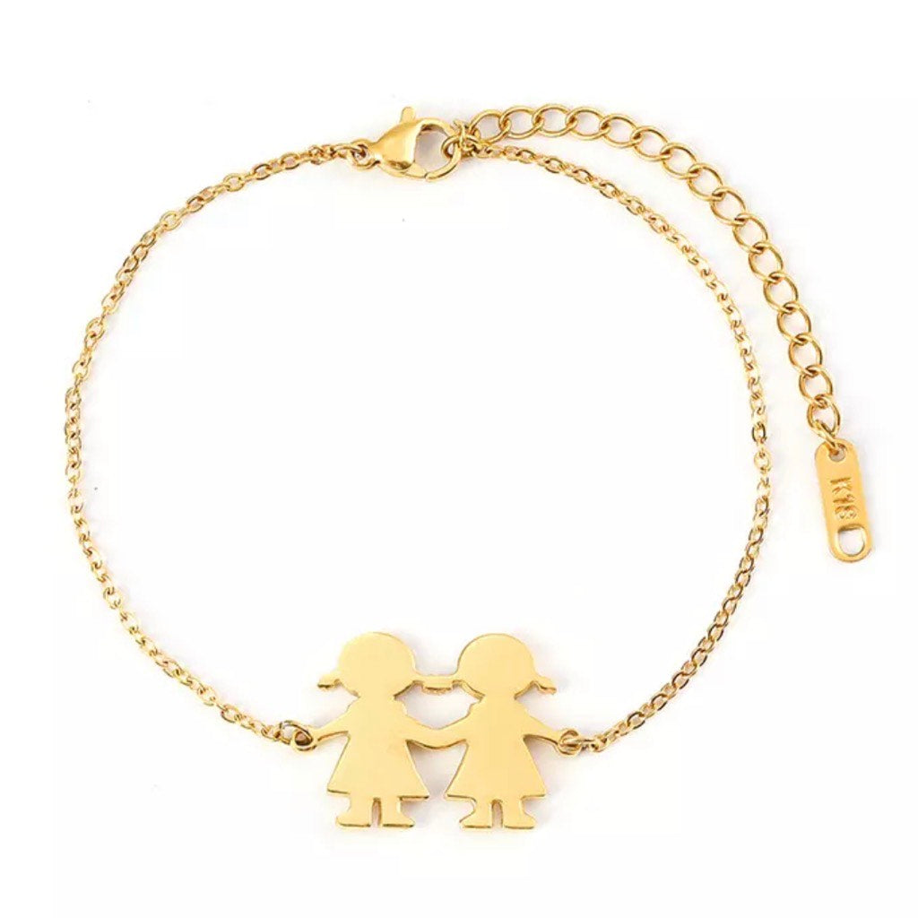 Mother Of Two Girls Bracelet